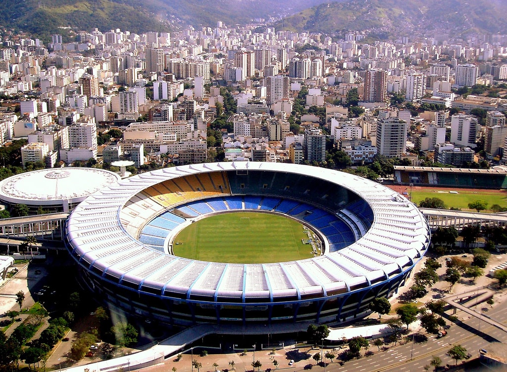 Vista aérea do estádio do Maracanã e do Maracanãzinho, no Rio de Janeiro