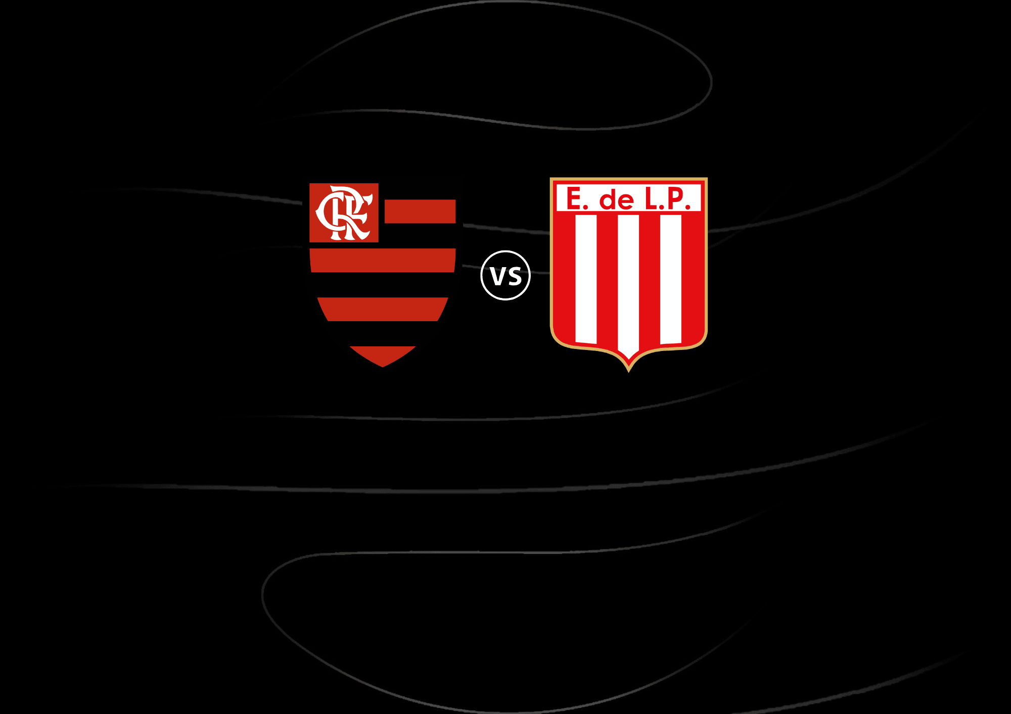 Escudos do Flamengo e do Estudiantes de La Plata em fundo preto – Flamengo x Estudiantes