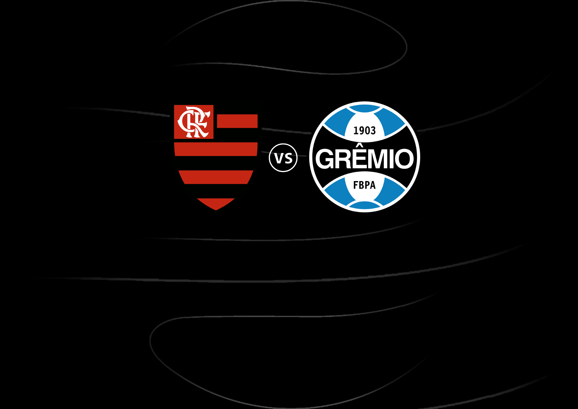 Escudos do Flamengo e do Grêmio em fundo preto – Flamengo x Grêmio